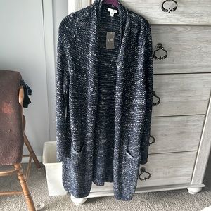 Long sweater. J Jill with tags never worn. Navy tweed